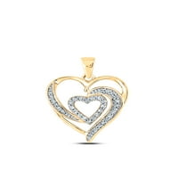 Diamond Queen 10kt Žuto zlato Žene okrugli dijamant Modni privjesak za srce CTTW