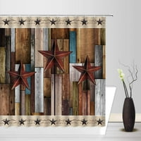 Rustikalna drvena tuš Curntina Texas Star Barni vrata drvena Plank Western Retro Searhouse Decord Tkanina