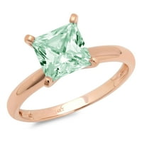 2.5ct Princess Cut zeleni simulirani dijamant 14K ružičasti ružičasti zlato gravirajući godišnjicu Angažovanje