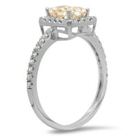 1. CT Sjajni smaragdni Clear Simulirani dijamant 18k bijeli zlatni halo pasijans sa accentima prsten