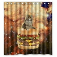 Hellodecor Space Cat Tuš za tuširanje poliesterska tkanina Kupaonica Ukrasna veličina zavjesa