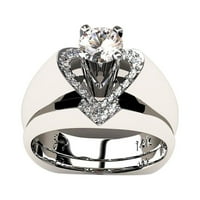 Delikatno žensko modno srebrni srebrni bijeli safir dijamantni prsten za dijamantne engagemen, jedna
