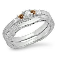 DazzlingRock kolekcija 0. Carat 10K šampanjac i bijeli dijamantni kameni zaručni prsten CT, bijelo zlato,