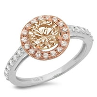 1.86ct okrugli rez smeđi šampanjac simulirani dijamant 14k bijeli ružin zlato graviranje izjava godišnjica