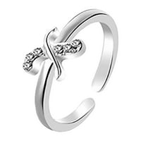 BAOCC pribor za pismo prsten Engleski slovo Art Design Kombinacija dijamantski par poklon prstenovi s