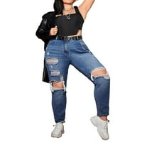 Ženska Plus size Jeans obična konusna mrkva srednje pranje 2xL
