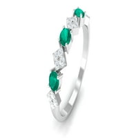 Pravi smaragdni i dijamantski poluvreme za žene, kvalitet AAA, Sterling srebrna, US 3,50