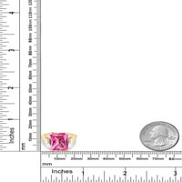 Gem Stone King 10. CT Octagon Pink Created Sapphire 18K žuti pozlaćeni srebrni prsten