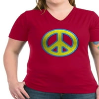 Cafepress - Ukrajinska zastava Ukrajinski mirovni simbol mira - Ženska majica V-izrez tamna majica