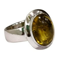 Široki prirodni citrinski prsten, kabinski citrinski gutljni prsten, novembar, srebrna, ženski prsten,