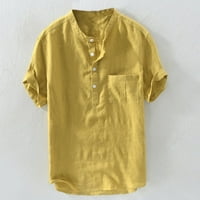 Muška ljetna nova čista pamučna konoplja s kratkim rukavima modna velika bluza gornja žuta + 3xl