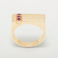 Britanci izrađeni 14k ružičarski zlatni prirodni rubin mens bend prsten - Opcije veličine - veličine