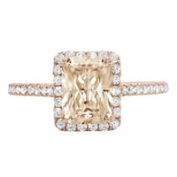 1. CT Sjajni smaragd Clear Simulirani dijamant 18k Rose Gold Halo Solitaire sa accentima prsten sz 8.5