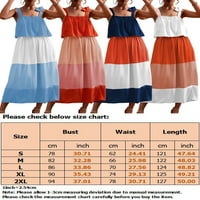 Niveer Ljetni rufffle Long Maxi za ženske remenske slojeve za odmor Colorblock plaža za odmor