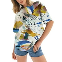 Prevelike majice za žene, ženska casual crewneck kratka rukava kratka majica majica grafički tees tunički
