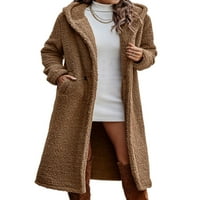 Ženski kaput otvorena prednja jakna Čvrsta boja Oplata Dame Plain Fleece Fuzzy kaputi Zimski kardigani