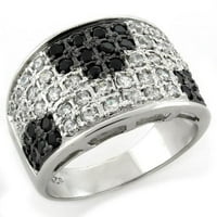 Dizajn nakita Luxe Ženski ion pozlaćeni srebrni prsten sa CZ Crni mlazni kamenje - veličina 8