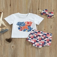 Binweede Dan neovisnosti Set za djecu, T-majica s trakom za bebe zvjezdice The Majica Elastična struka