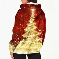 Ženski božićni vučni zip džepne duksere Pokloni opuštena bluza s dugim rukavima Božićne drveće Pulover