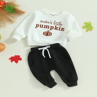 Baby Boys slatka halloween s odjećom za odjeću bundeve tisak dugih rukava dugih rukava i elastične pantalone