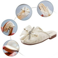 Djevojke 'sandale Bowknot Pearl mekani jedini princeza čipka mreža Baotou Cipele Bijela 10Y-10,5Y