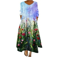 Žene Ljeto Plus Veličina Maxi haljina Vintage Dugme Down Dvostruki sloj Cvjetni haljini Ležerne prilike