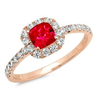 1. CT sjajna princeza Clear Simulirani dijamant 18k Rose Gold Halo Pasijans sa Accentima prsten sz 7.25