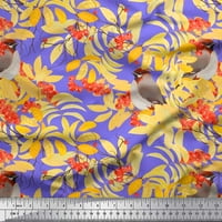 Soimoi Brown Rayon tkanina od listova, bobice i dekor za ptice od ispisanih bty
