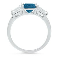 4. CT Sjajni kvadrat smaragd Clear Simulirani dijamant 18k bijeli zlatni prsten s tri kamenog prstena