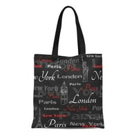 Platna torba mogući tote namirnica Torbe za kupovinu crvenih uzorka Simboli gradova New York London