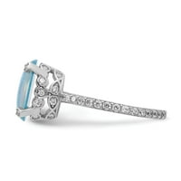 Čvrsti sterling srebrni CZ kubni cirkonijski cirkonijski i stvoreni plavi Opal zaručnički prsten veličine