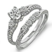 DazzlingRock kolekcija 1. Carat 18K okrugli dijamantski ženski kameni zaručni prsten za angažman sa