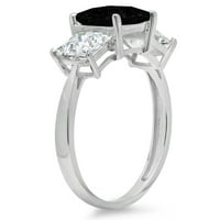 2. CT briljantna princeza Clear Simulirani dijamant 18k bijelo zlato Trobotan prsten s 3,75