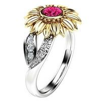 Modni ženski Rhinestone Inlaid Suncokretorni prsten za prsten za prste vjenčani poklon nakita