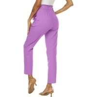 Ženske hlače široka noga plus veličina casual solidne elastične džepove struka labave pantalone na klirensu