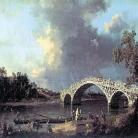 Drveni most preko rijeke, prelaza trenera, pješački pješački poster Print by Canaletto
