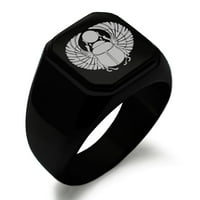 Nehrđajući čelik Scarab Beetle Rising Sun ugravirani kvadrat STAN TOP BIERER STYL FICHIL FINGET prsten