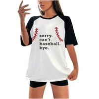 Ljetni vrhovi - Baseball majica Raglan Žene teen Girls Graphic TEE Zastava za ispis Kratki rukav dres