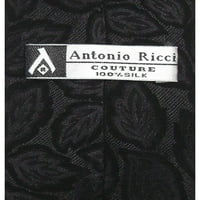 Antonio Ricci svilena negrta crna list jakard ton na tonu muške kravata vrata