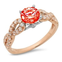 1.36ct okrugli rez Crveni simulirani dijamant 18k ružičasto bijelo zlato Angažovanje prstena veličine