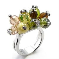 Luxe nakit dizajnira ženski rodirani mesingani crpni prsten sa multi color kubičnom cirkonijem kamenjem