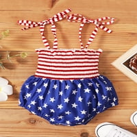 LICUPIEE NOVOSTOČNE BABY GIRKE 4. jula Outfit bez rukava Halter Romper zavoj američka zastava zvijezda