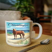 FL OZ keramička krigla, Chincoteague, Virdžinija, konj na plaži, perilicu posuđa i mikrovalna pećnica