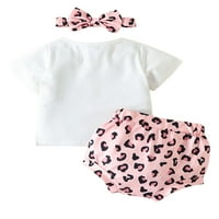 Avamo Baby Ljeto odijelo za posade Vrući + kratke hlače Leopard Outfit Outfit Outfit Fotografija Labavi