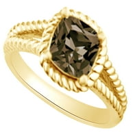 Simulirani smeđi kubični cirkonijski konop za angažman za venčani prsten u 14k žuto zlato sa veličinom