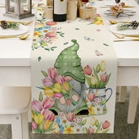 Huaai Summer Festival Slatka cvijeća Tulipani pamučni posteljina stola za zastavu Oznaka krpe