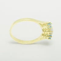 Britanci napravio je 10k žuto zlato prirodni otvara i plavi Topaz ženski prsten iz izjave - veličine