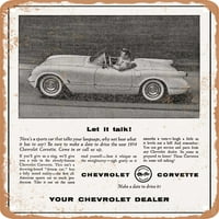 Metalni znak - Chevy Corvette Vintage ad - Vintage Rusty Look