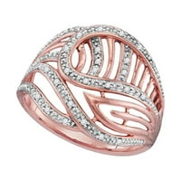 10k Rose Gold Okrugli dijamantni modni prsten CTTW