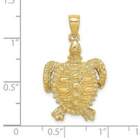 Jewels 14k žuta zlatna morska kornjača sa špiy školjkom 2D privjesak
